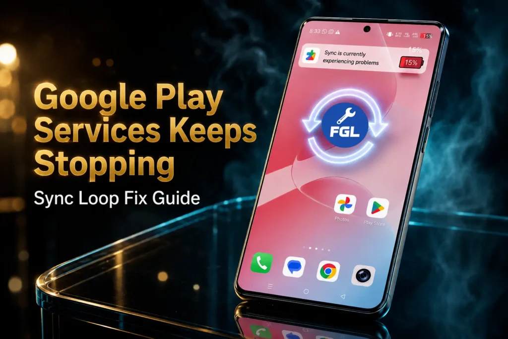 Android phone showing Google Play Services keeps stopping error