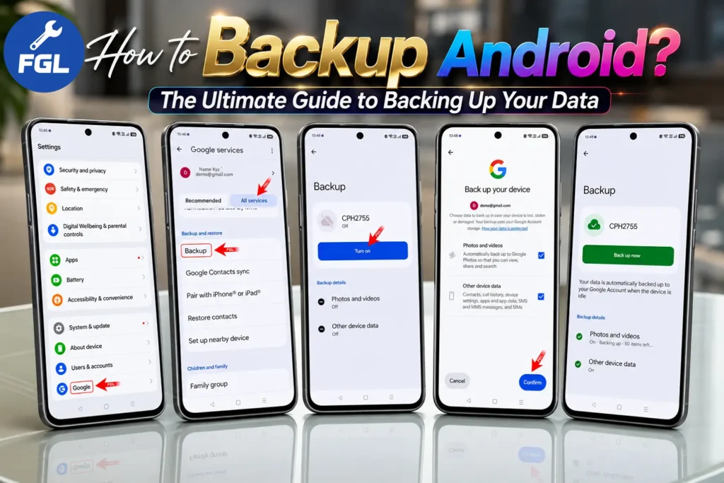 This image shows the phone setup for successfully completing a phone backup.
